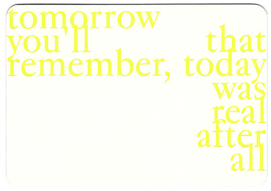 tomorrow you'll remember